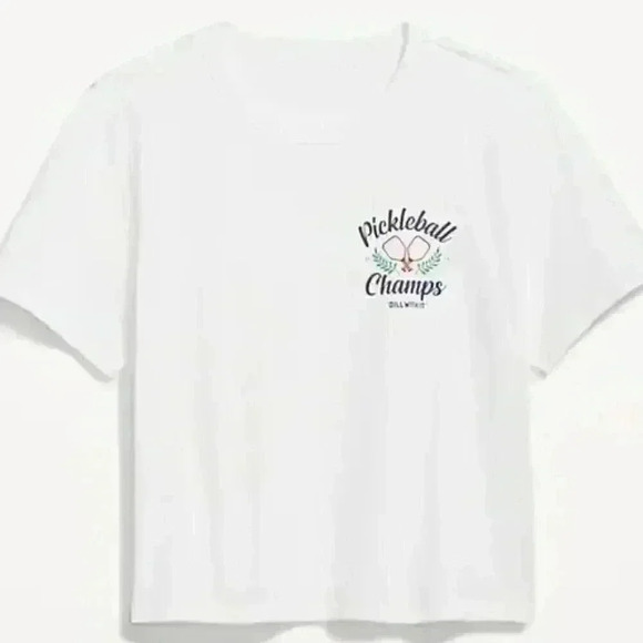 NWT Old Navy EveryWear Crop Graphic Pickleball T-Shirt Size Large - Picture 1 of 9